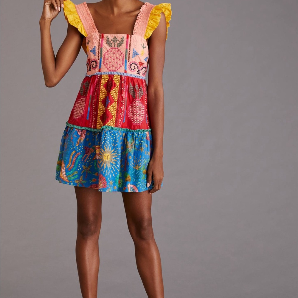 Farm Rio Colorblocked Mini Dress size M - Picture 5 of 9